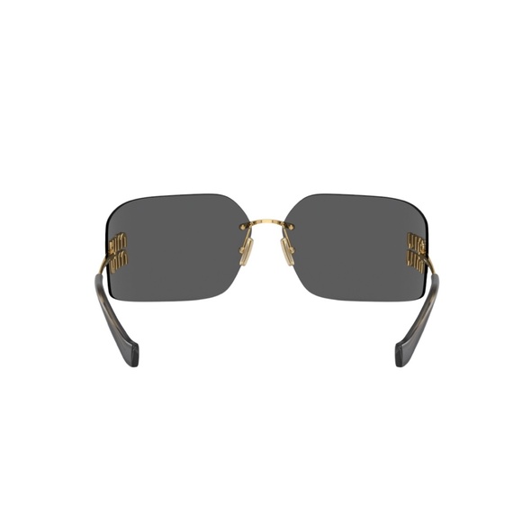 MIU MIU MU54YS 5AK5S0 Rimless Shield Gold Dark Gray Sunglasses MIUMIU 54